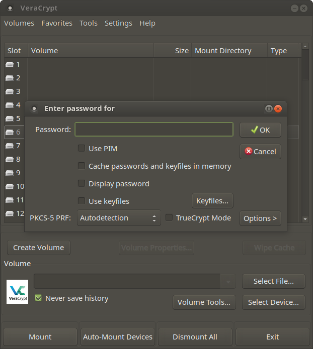 Screenshot of VeraCrypt