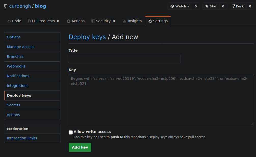 Deploy key