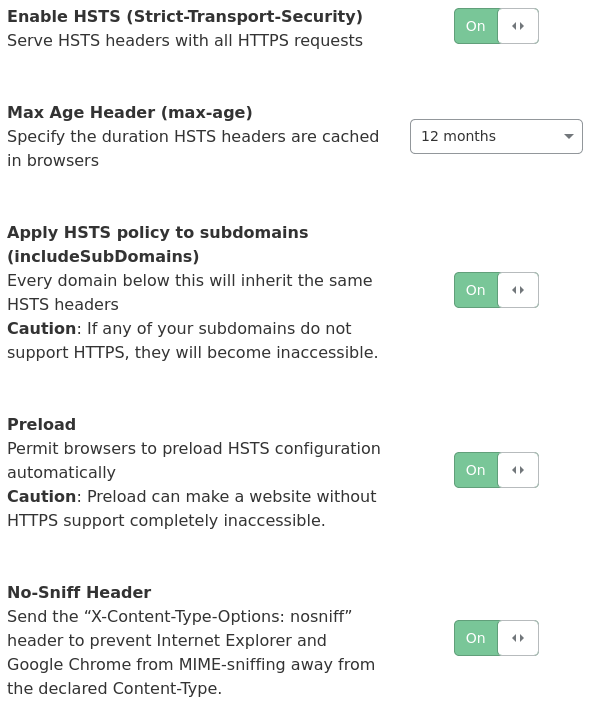 Cloudflare HSTS configuration