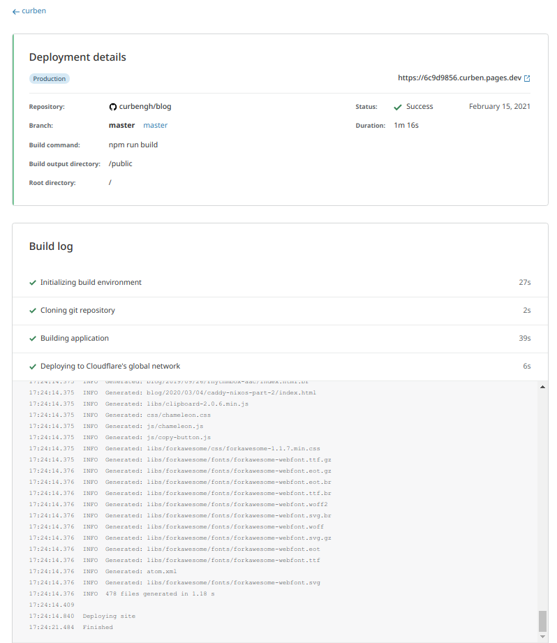 Cloudflare Pages build progress