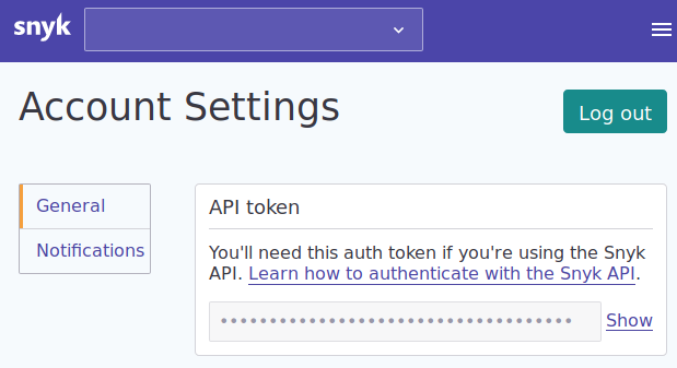 Snyk API token