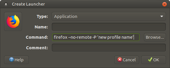 Create a new launcher for the Firefox profile